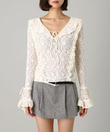 Lace Long Sleeve Blouse-Forget-me-nots-Forget-me-nots Online Store