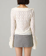 Lace Long Sleeve Blouse-Forget-me-nots-Forget-me-nots Online Store