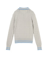 Long Sleeve Knit Polo-Forget-me-nots-Forget-me-nots Online Store