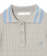 Long Sleeve Knit Polo-Forget-me-nots-Forget-me-nots Online Store