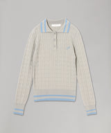 Long Sleeve Knit Polo-Forget-me-nots-Forget-me-nots Online Store