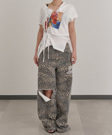 Leopard Damaged Denim-Forget-me-nots-Forget-me-nots Online Store