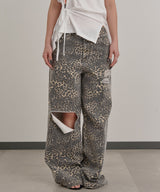 Leopard Damaged Denim-Forget-me-nots-Forget-me-nots Online Store