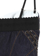 Lace Up Denim Bustier-FETICO-Forget-me-nots Online Store