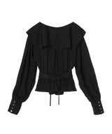 Rose Jaquard Stripe Sailor Collar Blouse-FETICO-Forget-me-nots Online Store