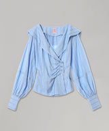 Rose Jaquard Stripe Sailor Collar Blouse-FETICO-Forget-me-nots Online Store