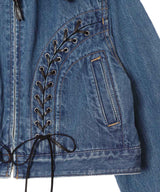 Lace Up Denim Jacket-FETICO-Forget-me-nots Online Store