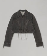 Lace Up Denim Jacket-FETICO-Forget-me-nots Online Store