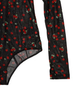 Printed Velvet Tulle Turtleneck Bodysuit-FETICO-Forget-me-nots Online Store