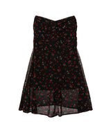 Printed Velvet Tulle Gathered Skirt-FETICO-Forget-me-nots Online Store