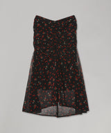 Printed Velvet Tulle Gathered Skirt-FETICO-Forget-me-nots Online Store