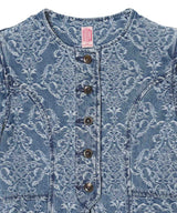 Damask-Jacquard Denim Peplum Jacket-FETICO-Forget-me-nots Online Store