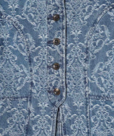 Damask-Jacquard Denim Peplum Jacket-FETICO-Forget-me-nots Online Store