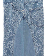 Damask-Jacquard Denim Curve-Fit High-Rise Jeans-FETICO-Forget-me-nots Online Store