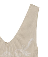 Damask-Pattern Rib Knit Sleeve-FETICO-Forget-me-nots Online Store