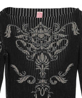 Damask-Pattern Rib Knit Top-FETICO-Forget-me-nots Online Store
