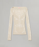 Damask-Pattern Rib Knit Top-FETICO-Forget-me-nots Online Store