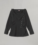 Organic Cotton Scarf Collar Blouse-FETICO-Forget-me-nots Online Store