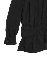 Fine Wool Suiting Gathered Belted Blouson