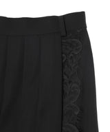 Fine Wool Pleated Skirt With Lace Trim