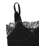Hairy Lace Paneled Rib-Back Camisole-FETICO-Forget-me-nots Online Store