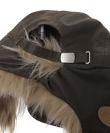 Cat earflap black denim Baseball Cap