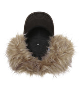 Cat earflap black denim Baseball Cap