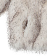 White Stand-Collar Structured Faux Fur Jacket