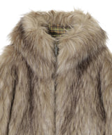 Brown Hooded Zip-Up Short Faux Fur Jacket