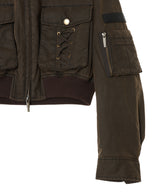 Washed Crop Bomber Jacket-Feng Chen Wang-Forget-me-nots Online Store