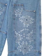 Broderie Anglaise Denim Carpenter Jeans-GANNI-Forget-me-nots Online Store
