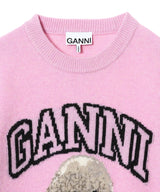 Graphic Wool Mix Poodle Crewneck-GANNI-Forget-me-nots Online Store