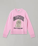Graphic Wool Mix Poodle Crewneck-GANNI-Forget-me-nots Online Store