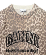 Graphic Wool Mix Printed Leopard T-shirt-GANNI-Forget-me-nots Online Store