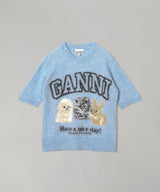 Fine Brushed Alpaca Puppies T-shirt-GANNI-Forget-me-nots Online Store
