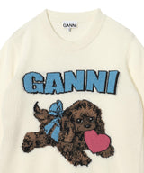 Graphic Wool Mix Fluffy Puppy Love Crewneck-GANNI-Forget-me-nots Online Store