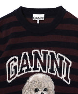 Graphic Wool Mix Poodle Stripe Crewneck-GANNI-Forget-me-nots Online Store