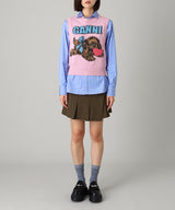 Graphic Wool Mix Pink Puppy Love Vest-GANNI-Forget-me-nots Online Store