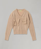 T D V-Neck Knit Top-kotohayokozawa-Forget-me-nots Online Store