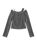 Velvet Strap Zipper Top-LOADINGROOM-Forget-me-nots Online Store
