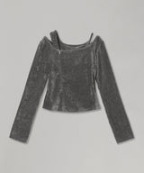 Velvet Strap Zipper Top-LOADINGROOM-Forget-me-nots Online Store