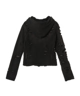 Damaged Overlay Hoodie-LOADINGROOM-Forget-me-nots Online Store