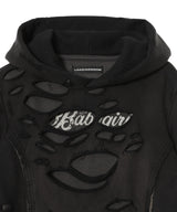 Damaged Overlay Hoodie-LOADINGROOM-Forget-me-nots Online Store