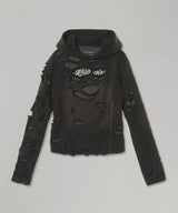 Damaged Overlay Hoodie-LOADINGROOM-Forget-me-nots Online Store