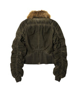 Faux Fur Collar Bomber Jacket-LOADINGROOM-Forget-me-nots Online Store