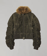 Faux Fur Collar Bomber Jacket-LOADINGROOM-Forget-me-nots Online Store