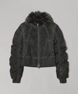 Faux Fur Collar Bomber Jacket-LOADINGROOM-Forget-me-nots Online Store