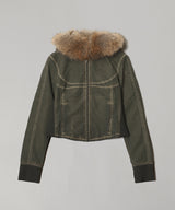 Fur Hoodie Zip Jacket-LOADINGROOM-Forget-me-nots Online Store