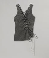 Wring Gathered Vest-PONDER.ER-Forget-me-nots Online Store