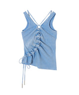 Wring Gathered Vest-PONDER.ER-Forget-me-nots Online Store